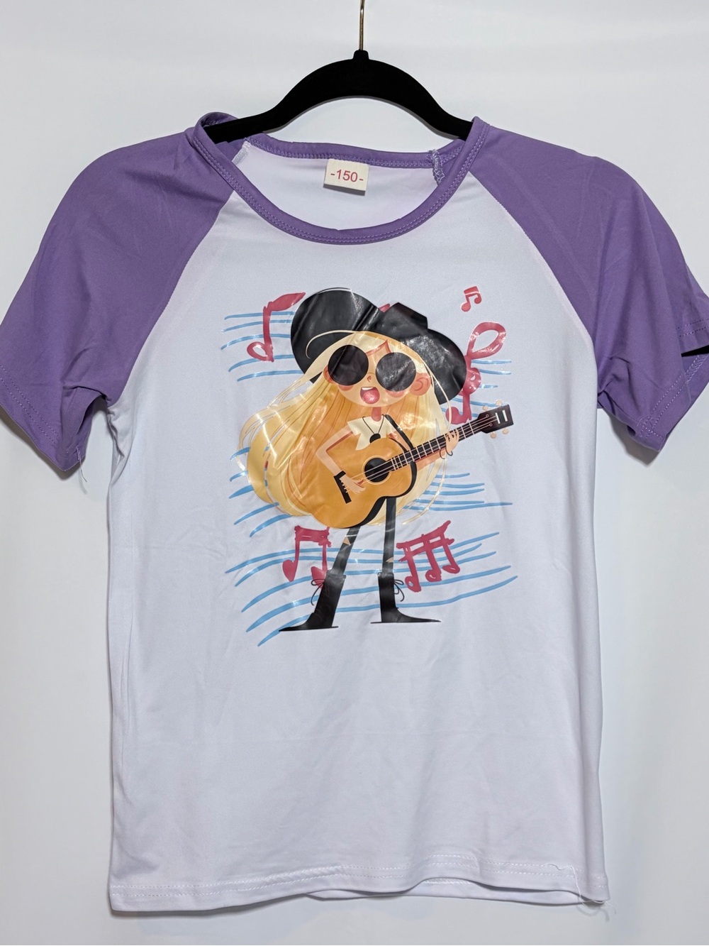 Girls' White & Purple Graphic Tee Outfit size youth medium